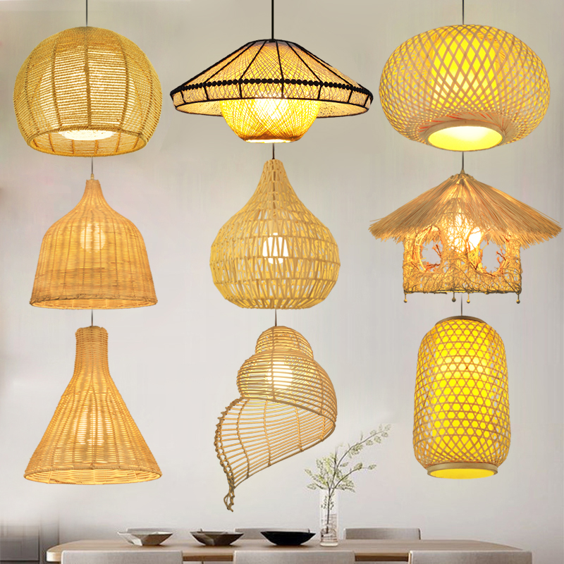 中式茶室藤艺竹编日式过道饭店创意个性餐厅灯笼圆形店铺商用吊灯,家装灯饰光源,餐厅吊灯,淘宝优惠券,粉丝福利购,淘宝优惠卷