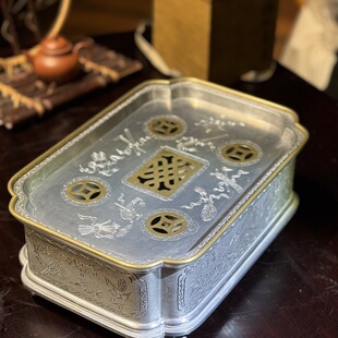 正宗潮阳锡茶盘大锡器大尺寸潮汕工夫茶锡茶船干泡台送礼佳品