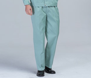 春秋浅豆绿工作服裤子厚涤卡棉面料加工订制定做大号特码胖子衣衫