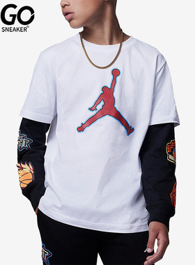 Nike/耐克正品JORDAN大童运动休闲时尚印花长袖T恤FV3268-100