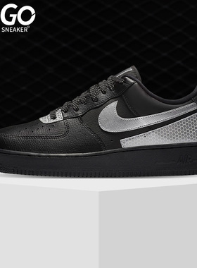 Nike/耐克正品 Air Force 1 X  Low 反光黑银男运动板鞋 CT2299