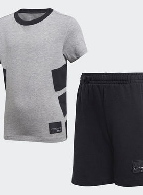 Adidas/阿迪达斯正品夏季男小童休闲运动针织套装CD8425