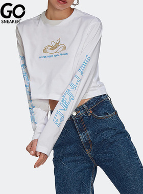 Adidas/阿迪达斯正品三叶草LS CROPPED TEE女子透气长袖T恤HT3776