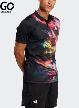 Adidas/阿迪达斯正品男子休闲透气运动短袖翻领T恤HT7215