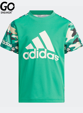 Adidas/阿迪达斯正品春季小童印花休闲透气短袖IA8214
