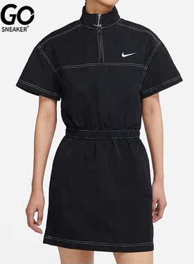 Nike/耐克正品女子短袖休闲连体立领连衣裙 DM6198-010