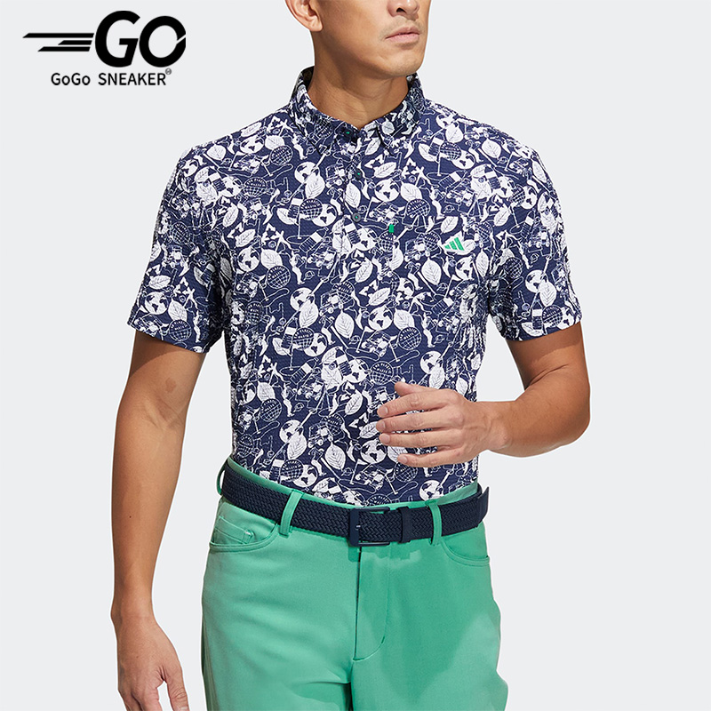 Adidas/阿迪达斯正品男子运动印花短袖POLO衫HS9055