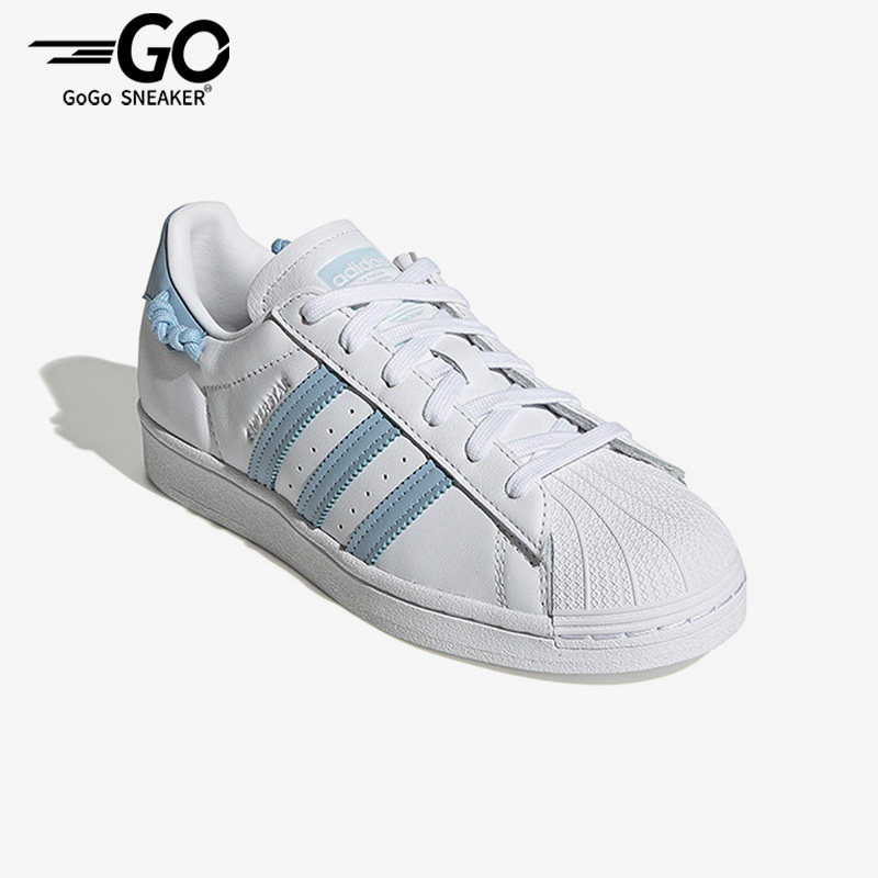Adidas/阿迪达斯正品三叶草贝壳头女子低帮白色系带休闲鞋GZ3445