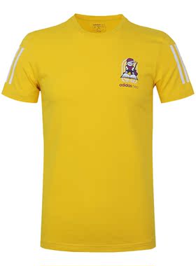 Adidas/阿迪达斯正品夏季运动半袖黄色透气休闲短袖T恤GK6142