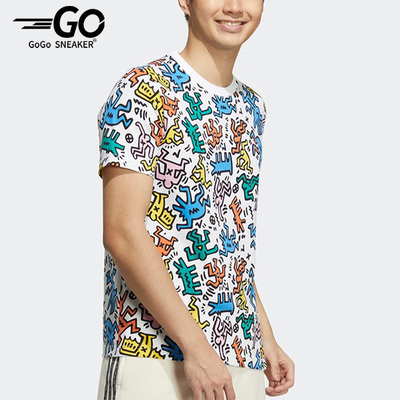 Adidas/阿迪达斯正品夏季男女时尚涂鸦印花圆领短袖T恤HD7254