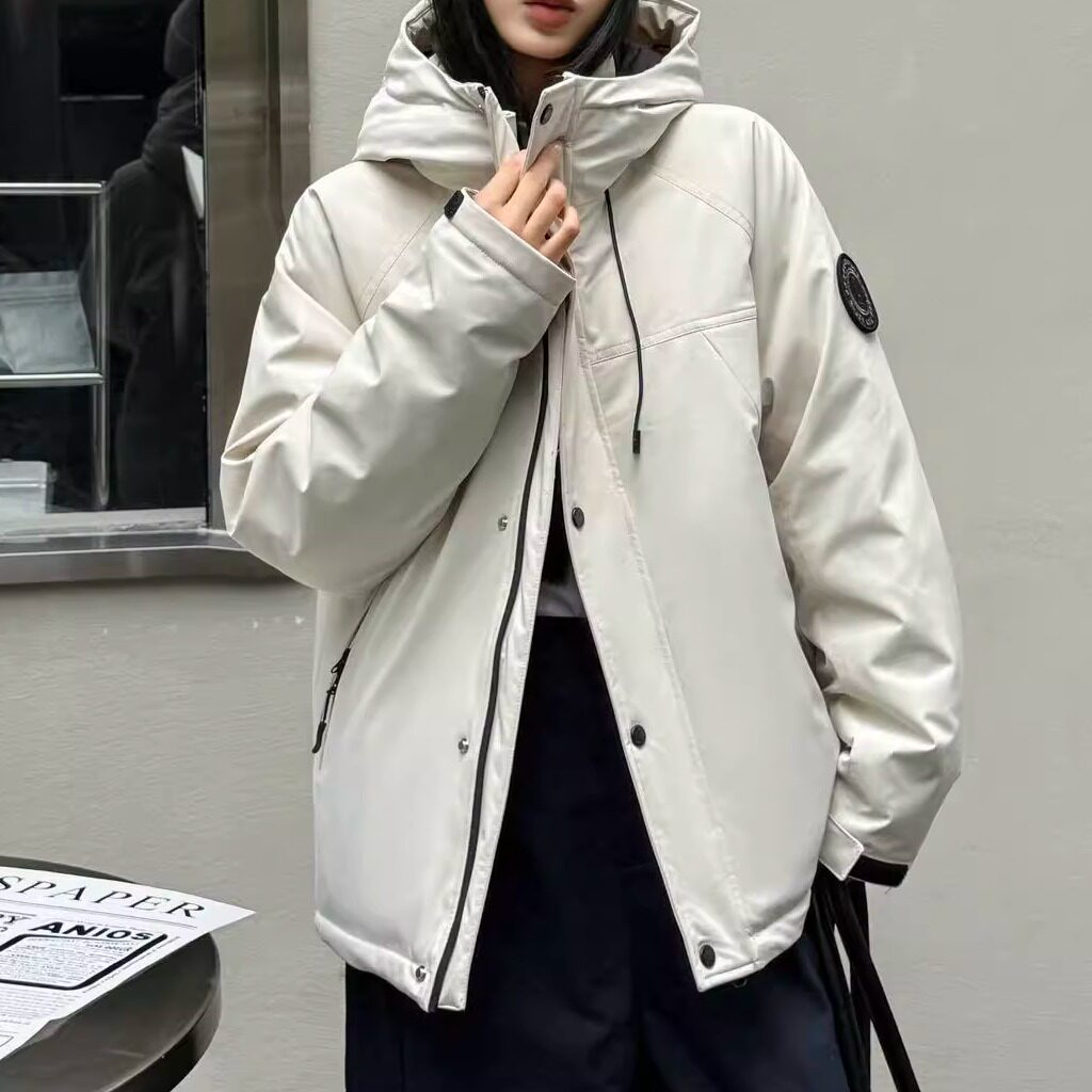 95白鹅绒2025冬季新款羽绒服女短款连帽加厚保暖外套男女同款