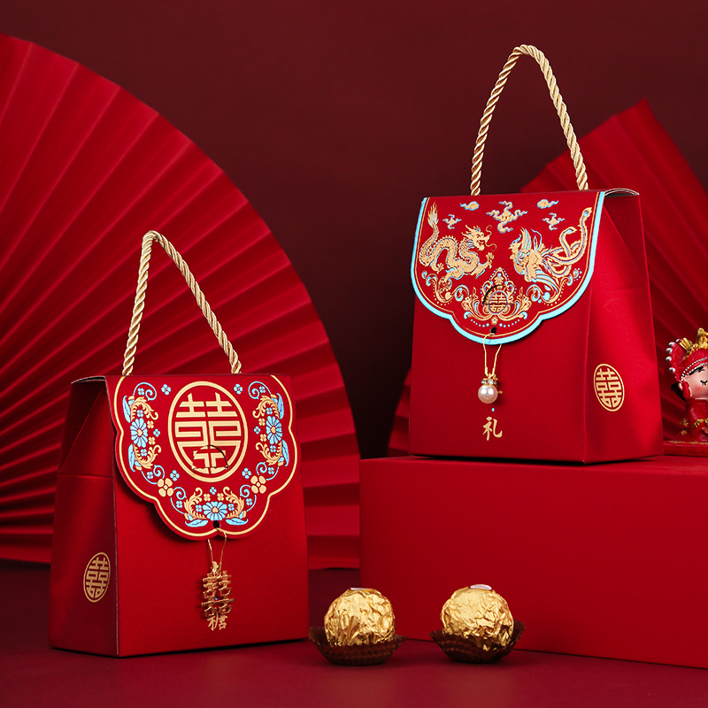 创意复古中式喜糖盒个性结婚礼盒婚礼包装盒伴手礼礼品盒手提袋子