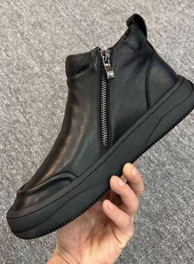 帕达索秋冬季休闲百搭男士黑色韩版透气保暖小短靴221132 KZT