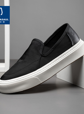 帕达索夏季新款布鞋透气一脚蹬懒人鞋百搭帆布鞋潮流男鞋230538