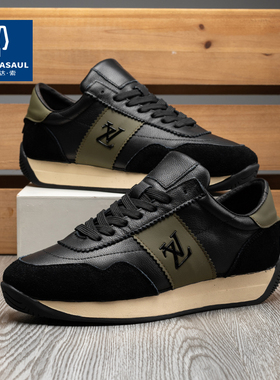 帕达索休闲男鞋真皮拼色阿甘鞋潮流百搭时尚运动鞋加绒男鞋231135