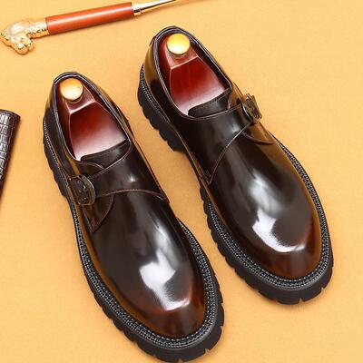 帕达索真皮正装商务厚底增高乐福亮面婚鞋英伦休闲皮鞋男款240720