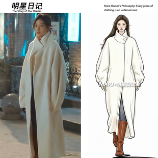 孙千同款双面羊绒大衣高立领宽松过膝慵懒高级感毛呢外套女秋2026