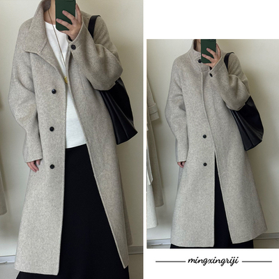 双面羊绒大衣女中长款立领