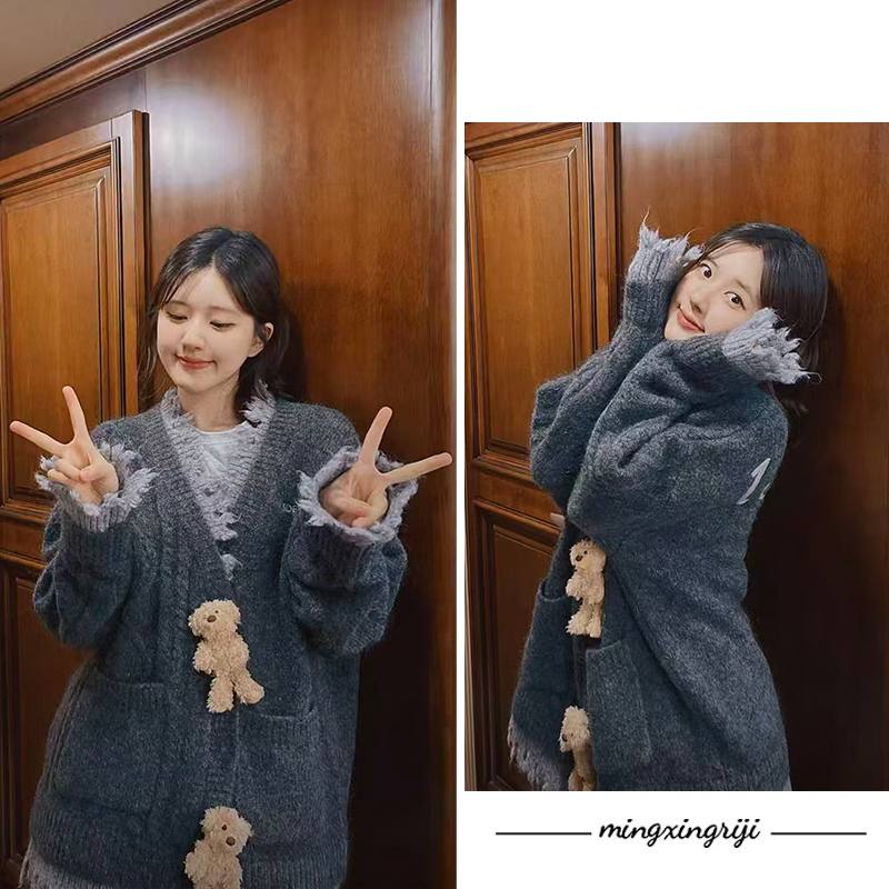 赵露思许妍同款立体小熊玩偶外套