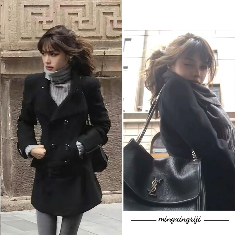 双排扣收腰西装外套女早春新款