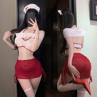 性感甜美护士制服cos套装女纯欲包臀短裙绑带情调诱惑装约会qqny