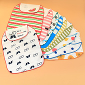 大号吸汗巾纯棉纱布6层隔汗巾幼儿园宝宝男童卡通日系女宝垫背巾