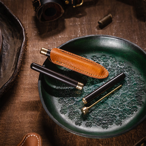 大汉原创紫光檀黄铜烟斗压棒套装