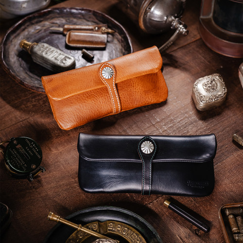大汉原创牛皮手工复古银扣烟斗包