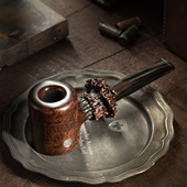 大汉烟斗原创印第安手持手工直斗意大利进口石楠木复古雕刻镶嵌