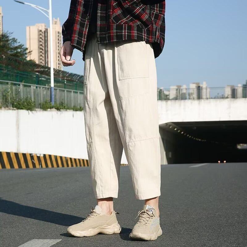2025夏季新款八分裤男款百搭宽松直筒美式潮牌工装裤运动休闲裤子