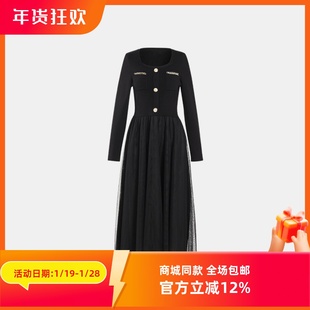 ART艺域女装正品专柜秋冬款新款纯色淑女收腰连衣裙DM4L311