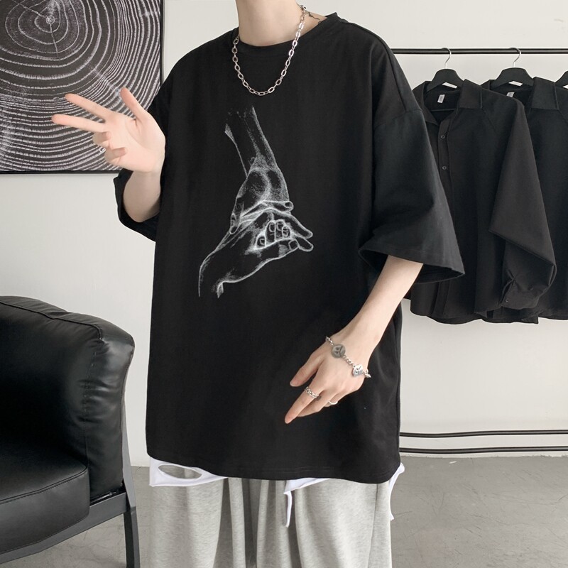 21夏季短袖港风情侣宽松韩版T恤网红圆领印花手B318-Z08-P30,男装T恤,星座617A-3（原B318）