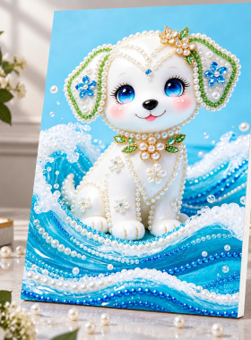 16寸海汐灵犬珍珠DIY材料包挂画