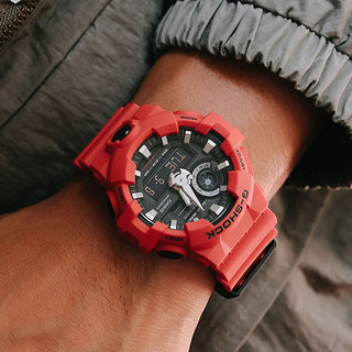 卡西欧g shock冰韧白武士时尚红色运动防水双显手表男GA700-7A 4A