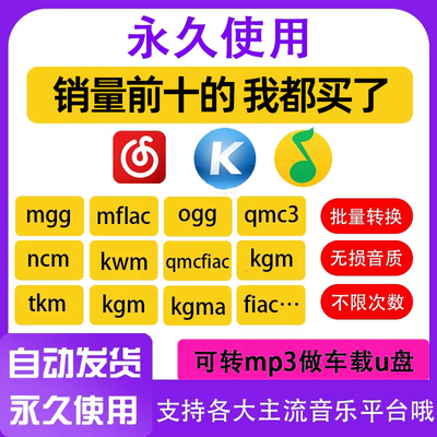 音乐转换器 音频视频格式转换ncm kgm flac mgg m4a kwm mp4转mp3