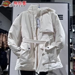 Converse匡威 中长连帽女款防风拒水口袋工装风羽绒服 10026923