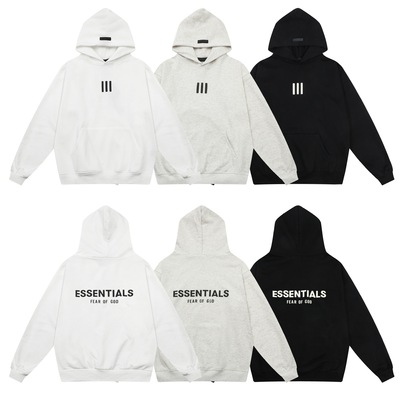 24SS FOG复线ESSENTIALS潮牌硅胶logo字母印花套头连帽衫卫衣男女