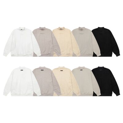 24SS FOG复线ESSENTIALS植绒logo烫图硅胶字母印花加绒半高领卫衣