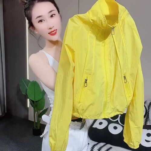 糖果色立领拉链轻薄防晒短外套女
