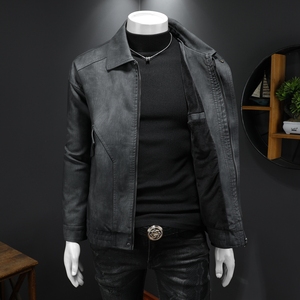 2026新款男皮衣加绒加厚秋冬机车服 QT212-货号9013-P160 假模图图片