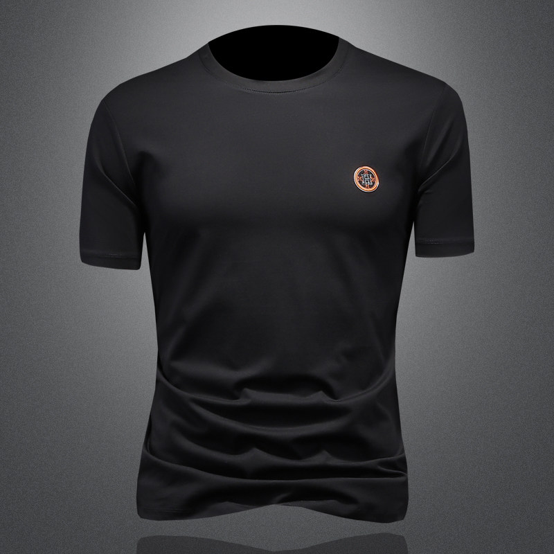 2026夏季新款休闲百搭圆领短袖T恤货号上衣066P75镂空图，男装T恤，钱塘2010A