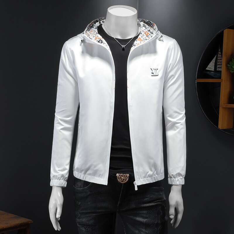 2026春秋休闲印花连帽夹克货号7636-P165假模图，男装夹克，钱塘2010A