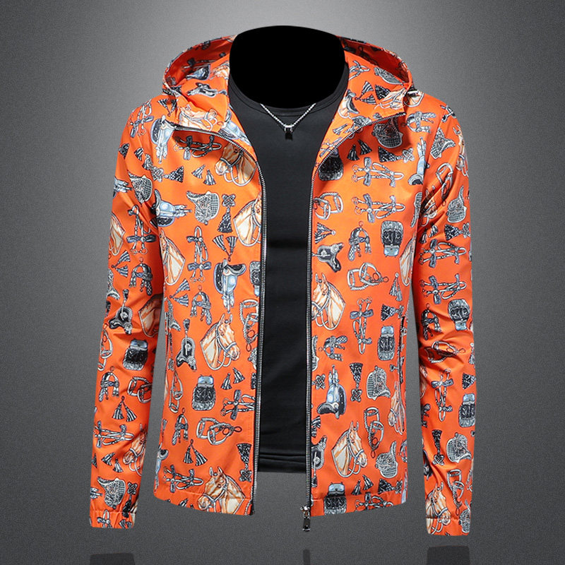 2026春季新款男士连帽印花夹克QT212-货号F7770-P175镂空图，男装夹克，钱塘2010A