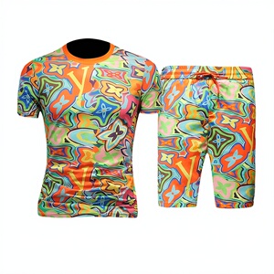 2026年夏季新款男士休闲短袖套装 货号：S080 P165 镂空图图片