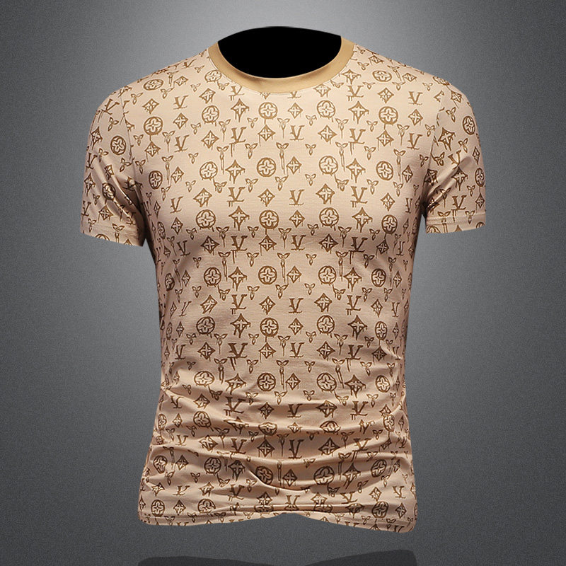 2026夏季新款休闲百搭圆领短袖T恤货号上衣074P75镂空图，男装T恤，钱塘2010A