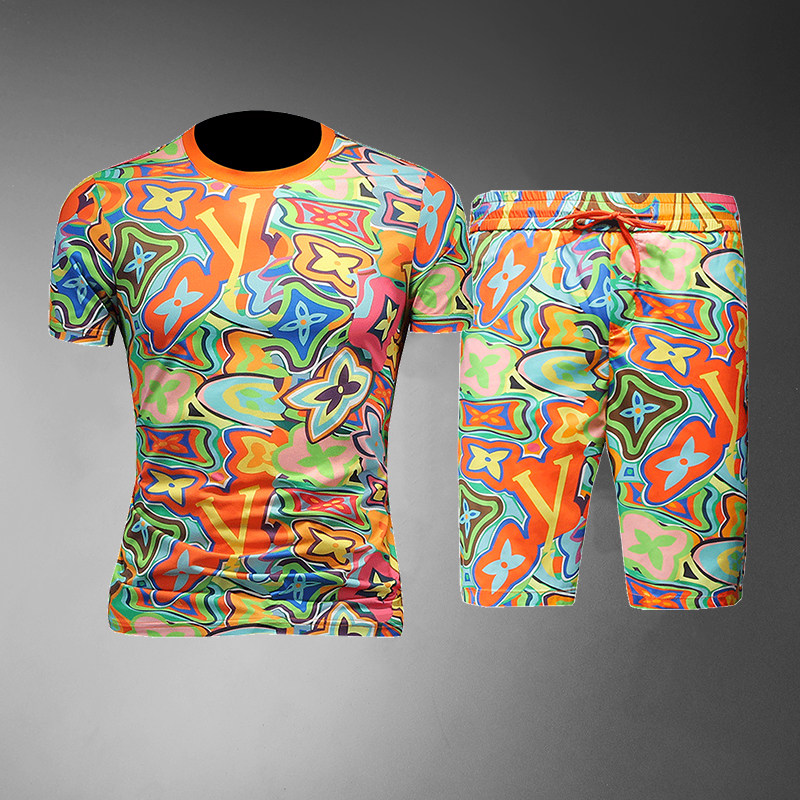 2026年夏季新款男士休闲短袖套装货号：S080P165镂空图，男装休闲套装，钱塘2010-1