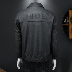 2026新款男皮衣翻领刺绣秋冬机车服 QT212-货号6858-P160 假模图图片