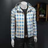 2026春季新款男士连帽格子夹克QT212-货号F7777-P175假模图，男装夹克，钱塘2010-1