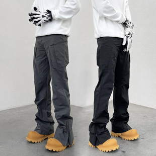 男 拼接解构硬壳冲锋户外机能裤 KISSNATE春夏美式 多口袋微喇休闲裤