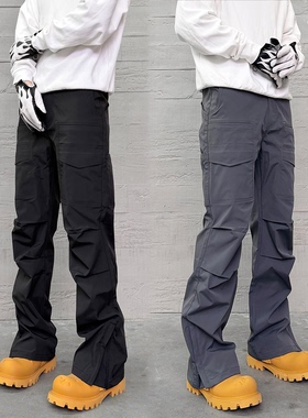 KISSNATE「军鸟户外」十口袋战术休闲裤直筒微喇机能尼龙男士长裤